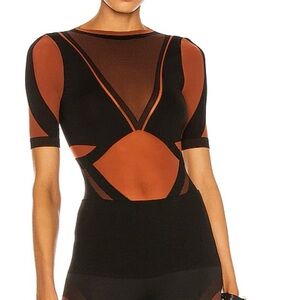 Wolford Adidas Black and Orange Bodysuit